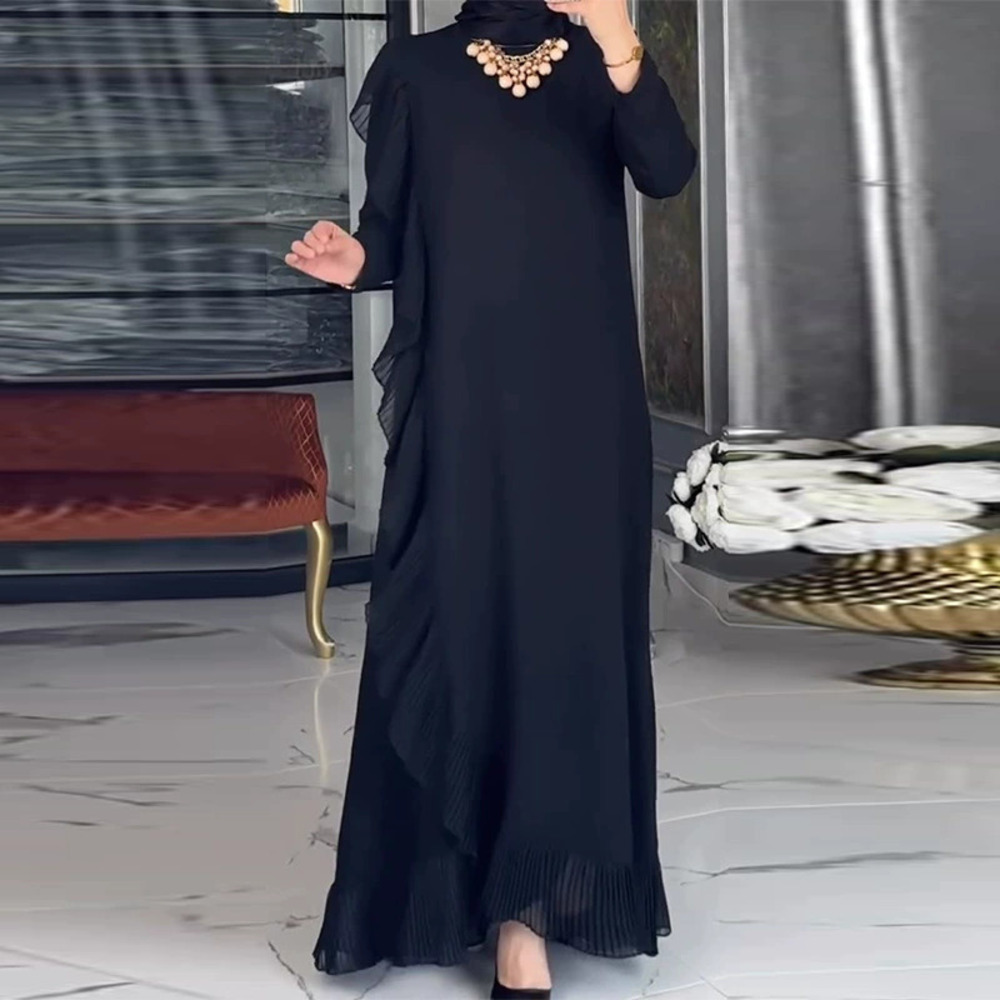 Forever 21 Black Chiffon Ruffle Simple Elegant Dress